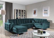 Kampinė sofa Asgard U Monolith 76, tamsiai žalia sp., 202 x 326 cm x 93 cm