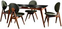 Valgomojo komplektas Kalune Design Touch, žalia sp./riešuto sp.