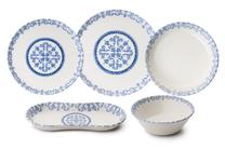 Pusdienu servīze Hermia N25003, porcelāna, zila krās./balta krās., 27 gab.