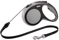 Automatinis pavadėlis Flexi New Comfort Cord S, juoda sp./pilka sp., 8 m
