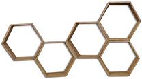Sieninė lentyna Kalune Design HEX002, riešuto sp., 37 cm x 18 cm x 40 cm