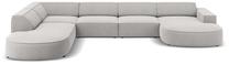 Kampinė sofa Micadoni Home Jodie Rounded Panoramic 7 Seats, šviesiai pilka sp., kairinė, 364 x 262 cm x 70 cm
