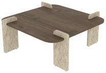 Kavos staliukas Kalune Design Afrolli, riešuto sp./travertine sp., 90 cm x 90 cm x 35 cm