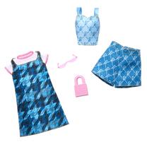 Комплект одежды для куклы Mattel Barbie Fashions HRH45, синий цв./розовый цв.