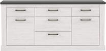 Komoda Forte MTLK234-M122, balta sp./pilka sp., 86 cm x 41 cm x 185 cm