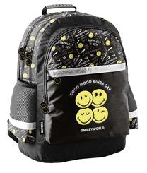 Skolas mugursoma Paso Smiley SM24LK-116, melna krās./dzeltena krās., 19 cm x 42 cm x 29 cm