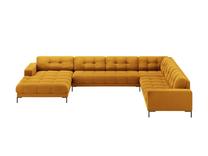Kampinė sofa Micadoni Mamaia Velvet, geltona sp., dešininė, 327 x 256 cm x 75 cm