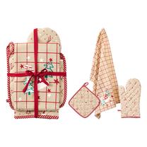 Ahju pajakinnaste ja potihoidjate komplekt XMAS A35842650, 32 cm x 21 cm, punane v./pruunikas v., 3 tk