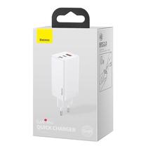 Telefono įkroviklis Baseus, USB 3.0/2 x USB Type-C, balta sp., 65 W