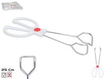 Virtuvinės žnyplės Kitchen&GO, 25 cm, 3.5 cm, balta sp./sidabro sp.