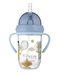 Vaikiška gertuvė Canpol Babies Non-Spill Cup Bonjour Paris, 270 ml, 6+ mėn., plastikas/silikonas, mėlyna sp.