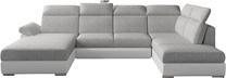 Kampinė sofa Evanell Berlin 01, Soft 17, balta sp./pilka sp., kairinė, 216 x 330 cm x 102 cm