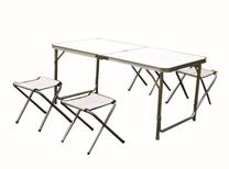 Sulankstomas turistinis stalas su kėdėmis NHT7005, baltas, 120 cm x 60 cm x 55 cm