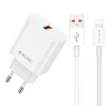 Ceļojumu lādētājs Jellico AK-165, Lightning/USB Type A, 100 cm, balta krās., 22.5 W