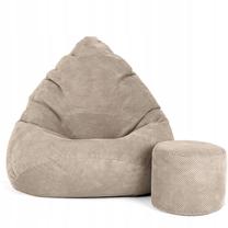 Prekė su pažeista pakuote. Sėdmaišis su pufu Sako Mega Dot Velour M, smėlio sp.