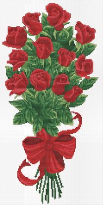 Набор для вышивки крестом Diamond Dotz Bouquet Of Red Roses, красный цв./зеленый цв.