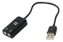 Adapteris Defender USB A male, Jack 3.5 x 2, 0.15 m, melna krās.