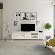 TV galds Kalune Design Sinef, balta krās., 180 cm x 29.5 cm x 45.7 cm