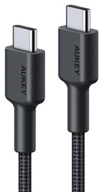 Kabelis Aukey CB-CC1, 2 x USB Type C, 100 cm, juoda sp.