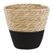 Gėlių vazonas Ambition Boho, plastikinis/medvilnė/jūros žolė, Ø 20.5 cm, ruda sp./juoda sp.