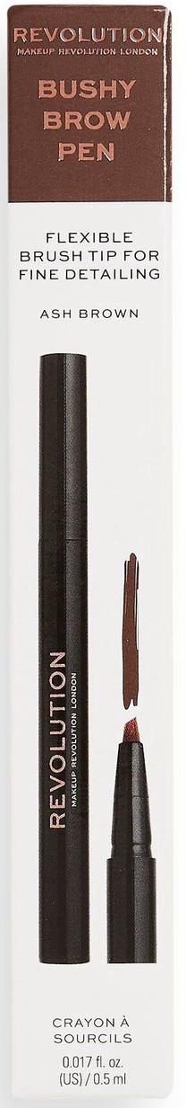 Uzacu zīmulis Makeup Revolution London Bushy Brow Pen, 0.5 ml ash brown