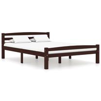 Lova dvigulė VLX Solid Pinewood 322085, 140 x 200 cm, tamsiai ruda sp., be čiužinio, su grotelėmis