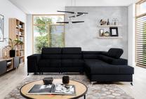 Kampinė sofa Eridano Solar 99, juoda sp., dešininė, 202 x 275 cm x 90 cm