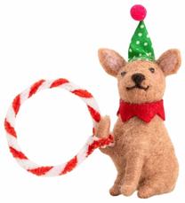 Eglītes rotājums Homla Petties Circus Dog, brūna krās./sarkana krās., poliesters
