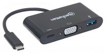 Vads Manhattan USB type-C 24-pin male / VGA 15-pin female, USB type-C 24-pin female / USB type-A 4-pin female