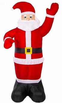 Dekorācija, piepūšama "Ziemassvētku vecītis" Springos Santa Claus ar LED apgaismojumu, 180 cm, 50 cm, balta krās./melna krās./sarkana krās.