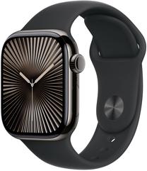 Viedais pulkstenis Apple Watch Series 10 GPS + Cellular 42mm Black Sport Band S/M, slate titanium krās.