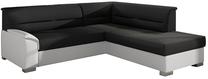 Kampinė sofa Bergen Sawana 14, Soft 17, balta sp./juoda sp., dešininė, 214 x 247 cm x 83 cm