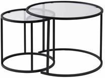 Kavos staliukas Nordure Aurum, skaidrus/juodas, 42 - 60 cm x 60 cm x 39 - 43 cm, 2 vnt.