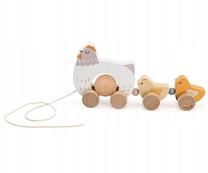 Traukiamas žaislas, višta Viga Toys PolarB, balta sp./geltona sp.