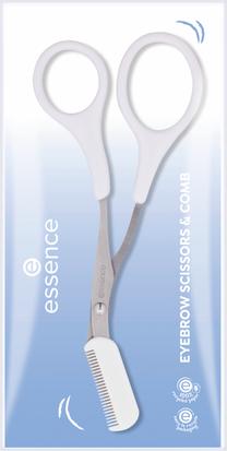 Šķēres, uzacīm Essence Eyebrow Scissors & Comb, balta krās.
