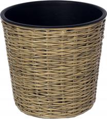 Gėlių vazonas OTE Flower Pot D009-W31-N, plastikinis/ratanas, Ø 31 cm, ruda sp.