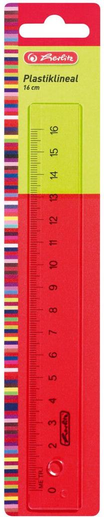 Lineāls Herlitz 8700601, 1.6 cm, plastmasa, sarkana krās./dzeltena krās.