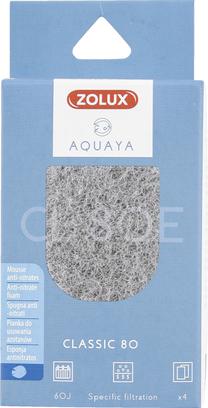 Piederumi filtram Zolux Aquaya Anti-Nitrate Foam Classic 80, pelēka krās.
