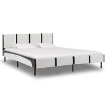 Кровать полтора места VLX Faux Leather, 180 x 200 cm, белый цв./черный цв., без матраса, с решеткой