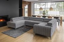 Kampinė sofa Louis Poco 4, pilka sp., kairinė, 202 x 347 cm x 92 cm