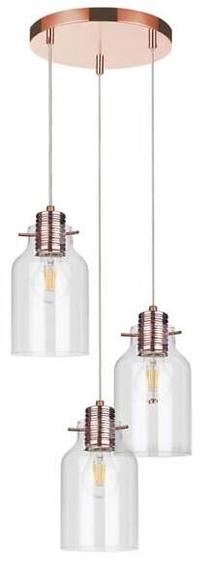 Valgusti rippuv Spot-Light Alessandro Rondel, E27, 3 x 60 W, läbipaistev v. / pähklipuu v., 12 x 20 cm