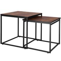 Kavos staliukų komplektas Springos, rudas/juodas, 45 - 50 cm x 50 cm x 46.5 - 51.5 cm, 2 vnt.