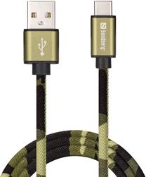 Laidas Sandberg, USB Type C/USB Type-C male, žalia sp.