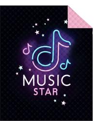 Lovatiesė Music Star NHLA-43, mėlyna sp./juoda sp./rožinė sp., 170 cm x 210 cm