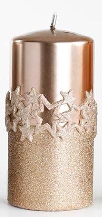 Ziemassvētku svece, cilindriskas Mondex Ice Star BC7233-SW, 390 g, zelta krās.