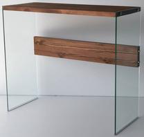 Konsoles galds Kalune Design Niagara, valriekstu krās./caurspīdīga krās., 37 cm x 91 cm x 80 cm