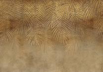 Fototapete Artgeist Abstract Nature In Beige - Composition With Golden Exotic Leaves, 105 cm x 105 cm