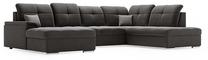 Kampinė sofa - lova Polak Meble Bruno, tamsiai pilka sp., kairinė, 357 x 227 cm x 102 cm