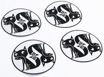 Atstarotājs Pogu Adhesive Reflective Wheel, balta krās./melna krās.