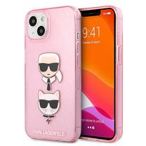 Telefono dėklas Karl Lagerfeld Glitter Karl`s & Choupette, rožinė sp., Apple